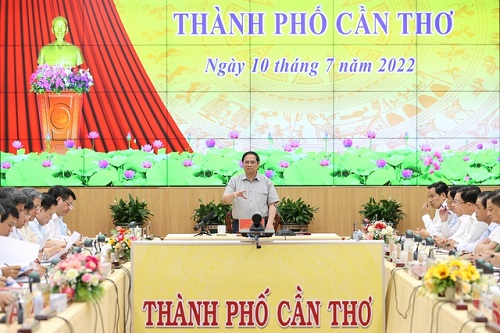 Hình ảnh: Thủ tướng Phạm Minh Chính làm việc với Ban Thường vụ Thành ủy Cần Thơ số 1