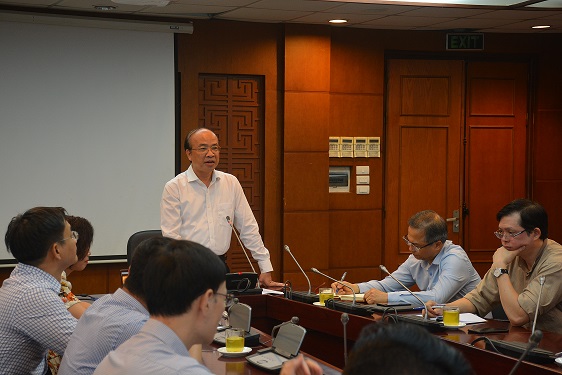 Hình ảnh: TS. Phan Chí Hiếu, Chủ tịch Viện Hàn lâm Khoa học xã hội Việt Nam làm việc với Hội đồng tư vấn chính sách kinh tế- xã hội Viện Hàn lâm số 1